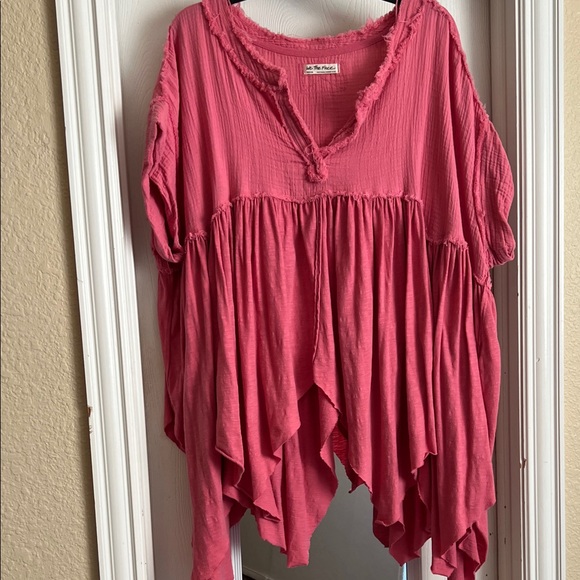 Free People Pink Flowy Babydoll style Tunic Top - Picture 1 of 4